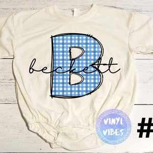 Blue Plaid Baby Romper – Personalized Name Bubble Outfit – Custom Infant Bodysuit – Baby Boy Summer Clothing – Baby Shower Gift