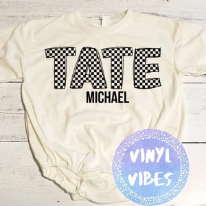 Checkered Boy Personalized Name Bubble Romper