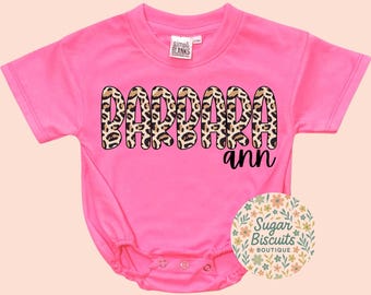 Personalized Leopard Name Romper, Custom Baby Girl Outfit, Cheetah Print Name Onesie, Trendy Boutique Baby Clothes, Custom Name Bodysuit, Ba