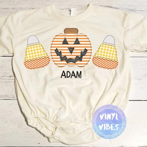 Boy Halloween Trio Faux Applique Infant Bubble Romper