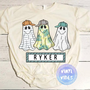Halloween Ghost Trio Personalized Name Bubble Romper