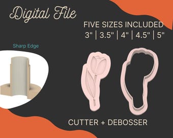 5 sizes Tulip Cookie Cutter Digital File Flower STL File Embosser STL Debosser STL Fondant Clay Cookie Cutter