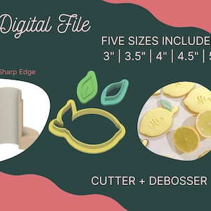 5 sizes Lemon Cookie Cutter Digital File STL File Embosser STL Debosser STL Fondant Clay Cookie Cutter