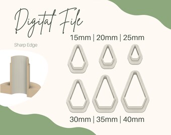 15-40mm 6 sizes Diamond Drop Polymer Clay Cutter STL File, Diamond Drop Clay Cutter Digital, Diamond Drop Cutter STL File, Diamond Cutterir