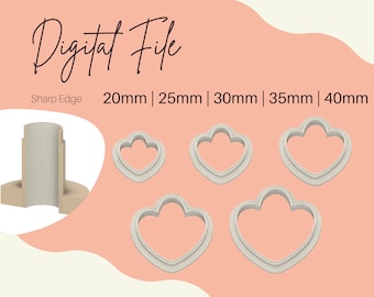 20-40mm 5 sizes Flower Petal Shape Polymer Clay Cutter Digital File, Flower Petal Polymer Clay Cutter STL File, Flower Petal Digital File