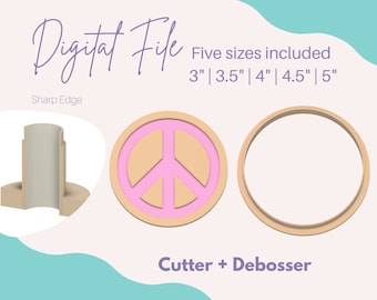 5 sizes Peace Symbol Cookie Cutter Digital File Groovy STL File Retro Embosser STL Peace Sign Debosser STL Cookie Cutter Hippy Cookie Cutter