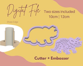 2 sizes Triceratops Cookie Cutter Digital File STL Embosser Dinosaur Cookie Cutter STL Tyrannosaurus Rex T-rex Stegosaurus Cookie Stamp