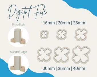 15-40mm 6 sizes Abstract Flower Polymer Clay Cutter Digital File, Flower Polymer Clay Cutter STL File, Abstract Flower Cutter Digital