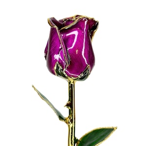 Purple Everrose- Closed 30cm Real Rose Dipped in 24k Gold Foil Rose Valentine