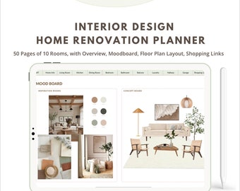 Renovation Planner Bundle Hyperlinked PDF, Home Digital Interior Design Template Remodel, Home Renovation Planner All-in-one Project Planner