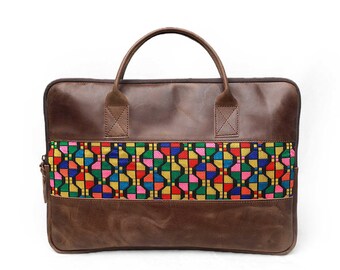 Genuine Leather Cross-Body Laptop Bag Yonas - Handmade & fair from Ethiopia