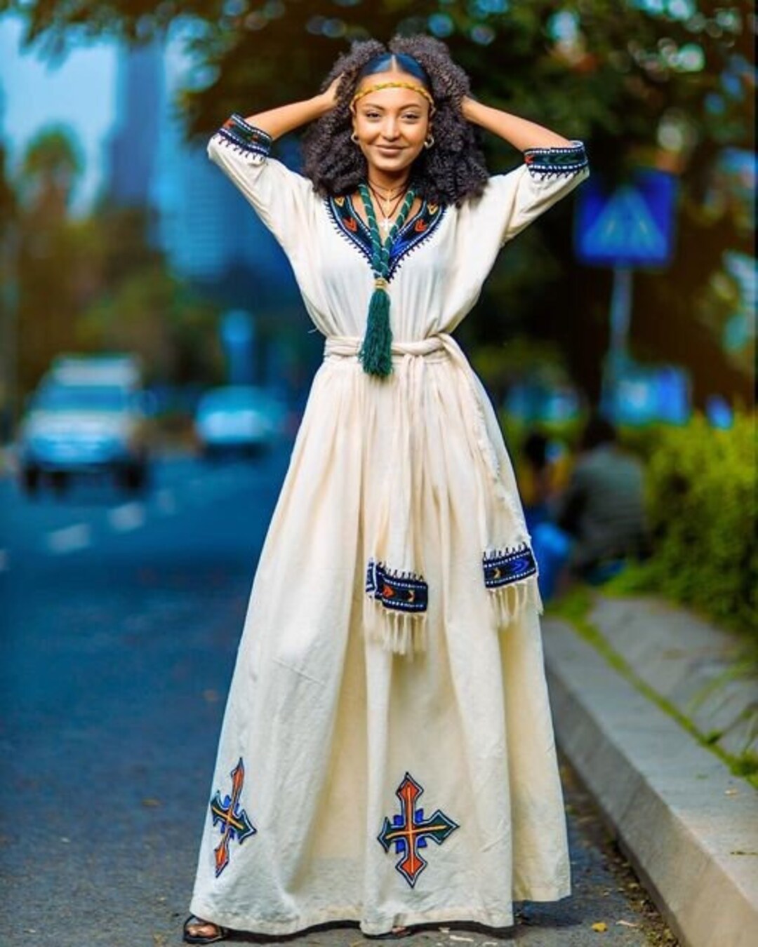A Simple & Traditional Ethiopian Dress Full Embroidery