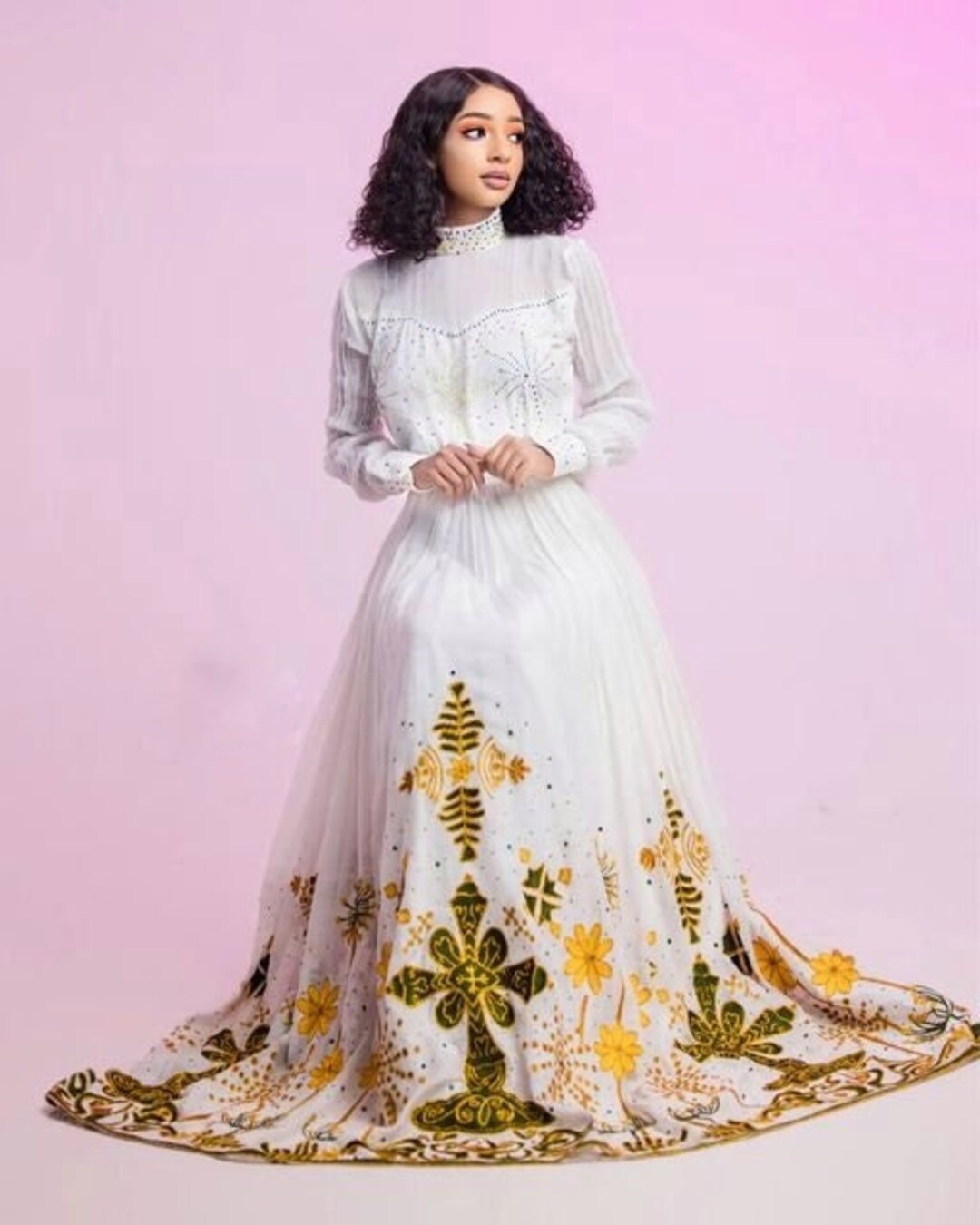 A Stunning Habesha Dress With Intricate Beadwork Etsy