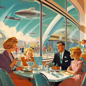 25 Retro Futuristic Images Vintage Style, Science Fiction, Retrofuturism, Drawings from the 40s and 50s