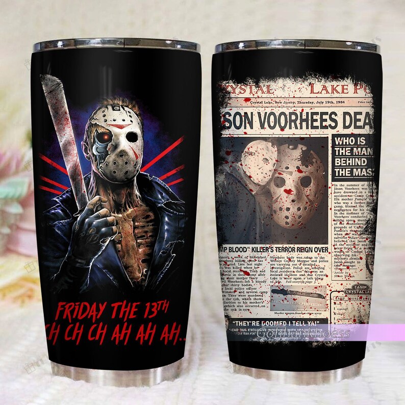 Jason Voorhees Newspaper Tumbler Friday the 13th Horror Etsy