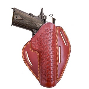 Dazzling Holster Fits Most 1911 5' Style Handguns Colt, Para, Kimber, S&W, Sig Sauer, Browning HP and More Basketweave Brown