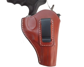 Dazzling Holster | IWB Leather Holster for Smith and Wesson(Model 586, 686) Ruger GP100 (1715-1753-1780) | Taurus Defender | 3" Inch Barrels