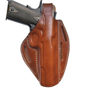 OWB Leather Holster for 1911 Style Handguns | Fits Colt, Kimber, Sig Sauer, Remington, S&W, Browning HP (5 Inch) | Dazzling Holster