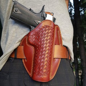 Dazzling Holster Fits Most 1911 5' Style Handguns Colt, Para, Kimber, S&W, Sig Sauer, Browning HP and More Basketweave image 2