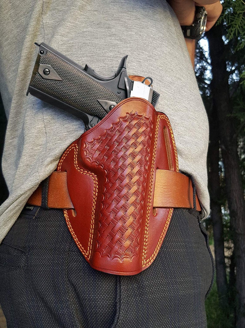 Dazzling Holster Fits Most 1911 5' Style Handguns Colt, Para, Kimber, S&W, Sig Sauer, Browning HP and More Basketweave image 2