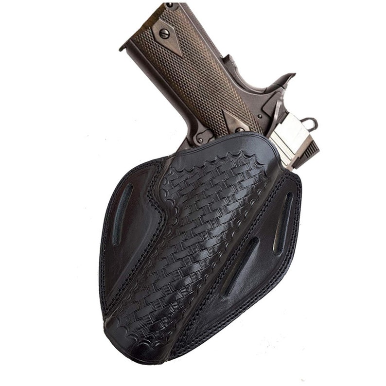 Dazzling Holster Fits Most 1911 5' Style Handguns Colt, Para, Kimber, S&W, Sig Sauer, Browning HP and More Basketweave Black