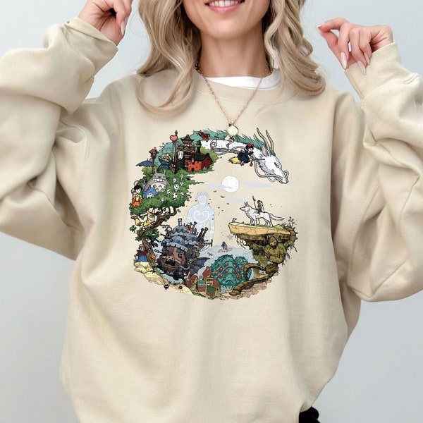 Spirited Away Studio Ghibli Sweatshirt, Ghibli Totoro Shirt Gift, Ghibli No Face Shirt, Hayao Miyazaki, Howl's Moving Castle shirt, Calcifer