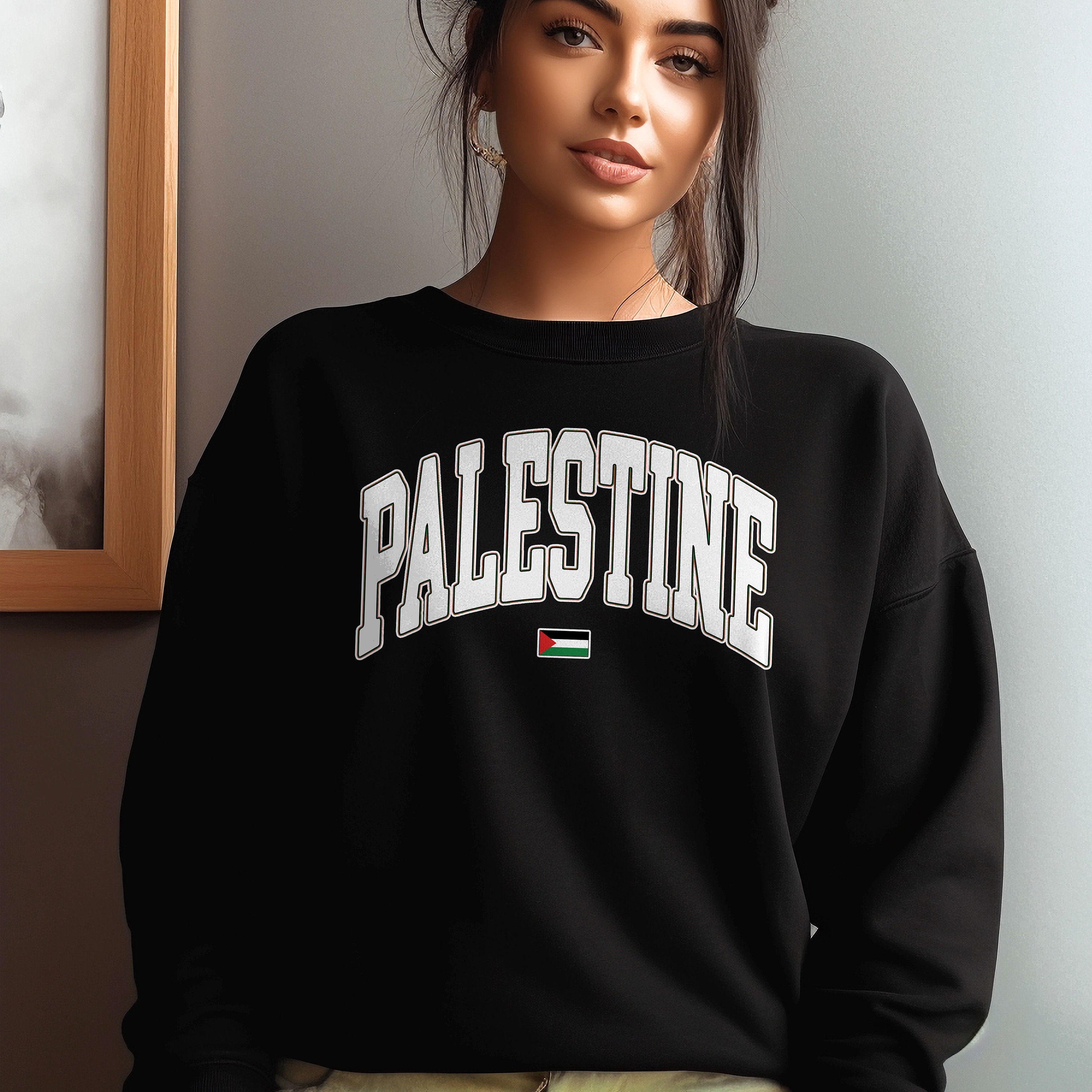 Palestine Flag Products - Sustainably Made Unisex Premium Sweatshirt Free Free Palestine
