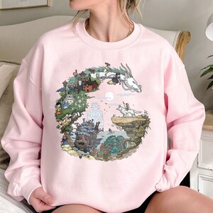 Spirited Away Studio Ghibli Sweatshirt, Ghibli Totoro Shirt Gift, Ghibli No Face Shirt, Hayao Miyazaki, Howl's Moving Castle shirt, Calcifer image 6