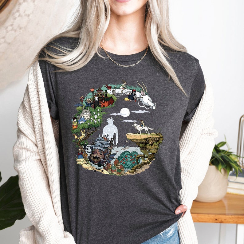 Spirited Away Studio Ghibli Sweatshirt, Ghibli Totoro Shirt Gift, Ghibli No Face Shirt, Hayao Miyazaki, Howl's Moving Castle shirt, Calcifer image 5