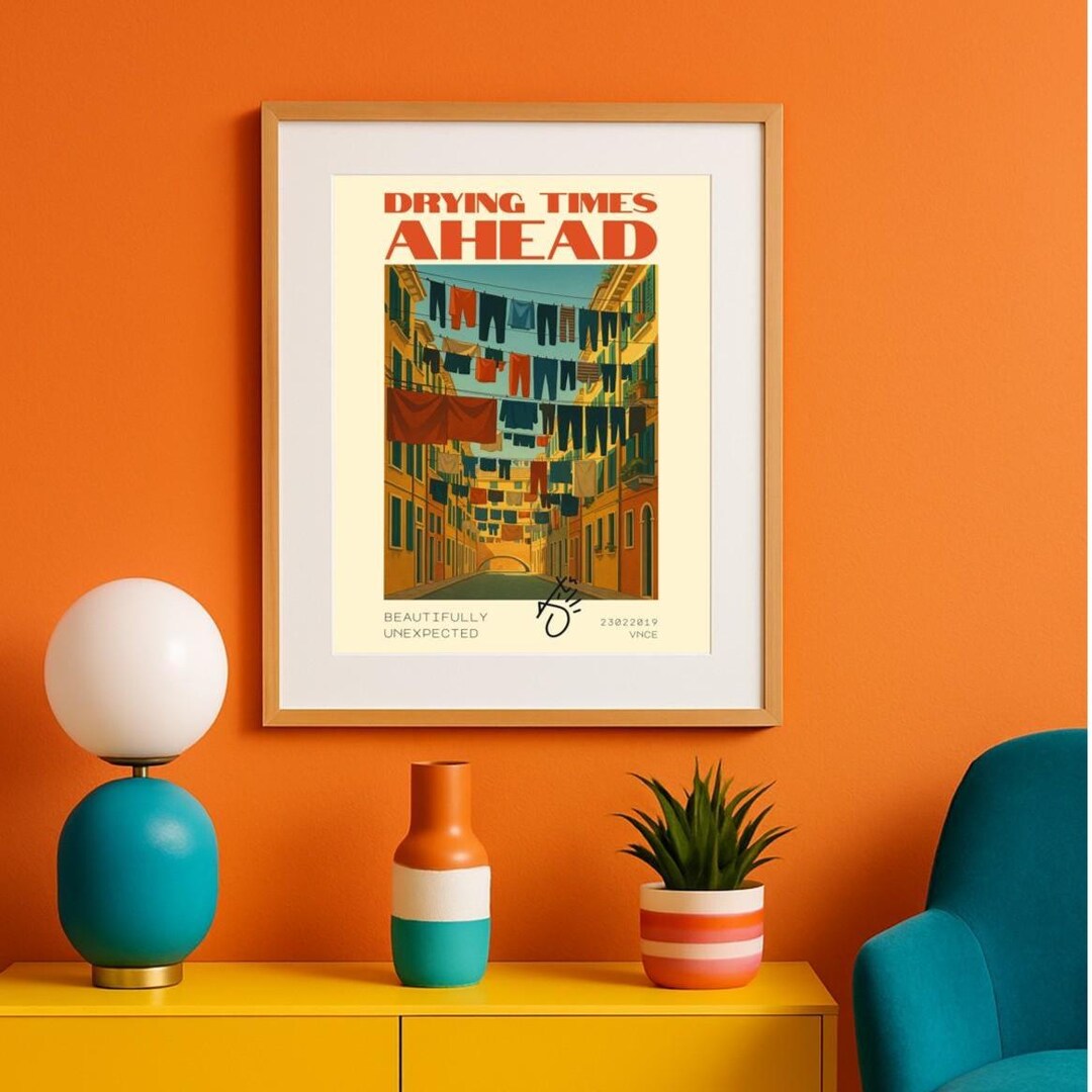 Retro Laundry Room Art Print – Drying Times Ahead, Vintage Style Decor ...