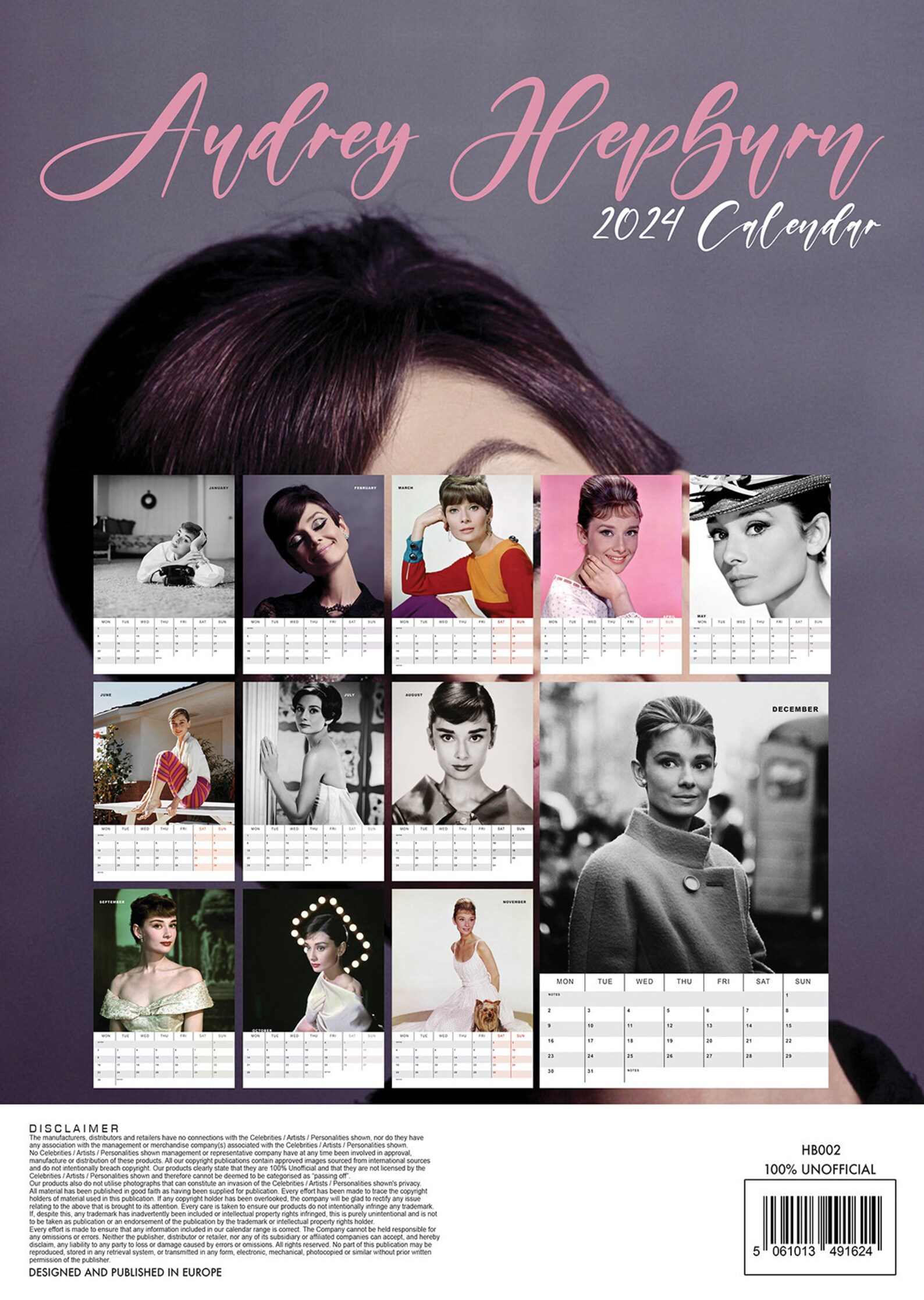 AUDREY HEPBURN 2024 Calendar DULUXE Etsy Australia