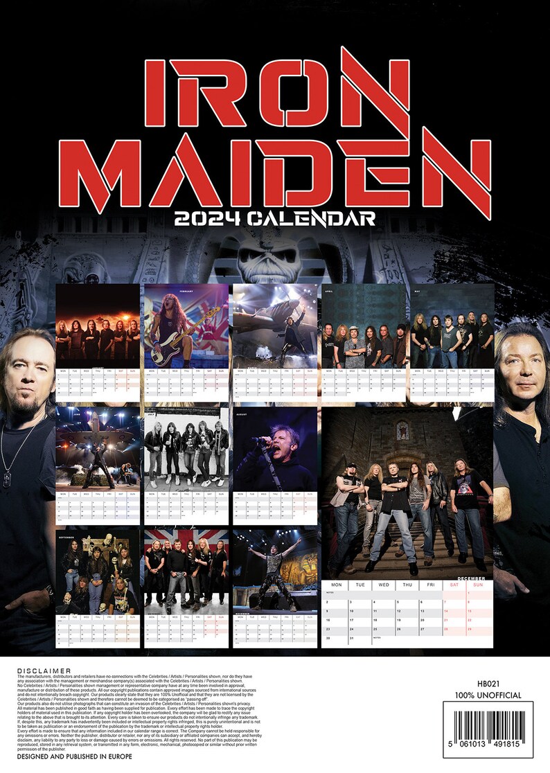 IRON MAIDEN 2024 Calendar DULUXE Etsy UK