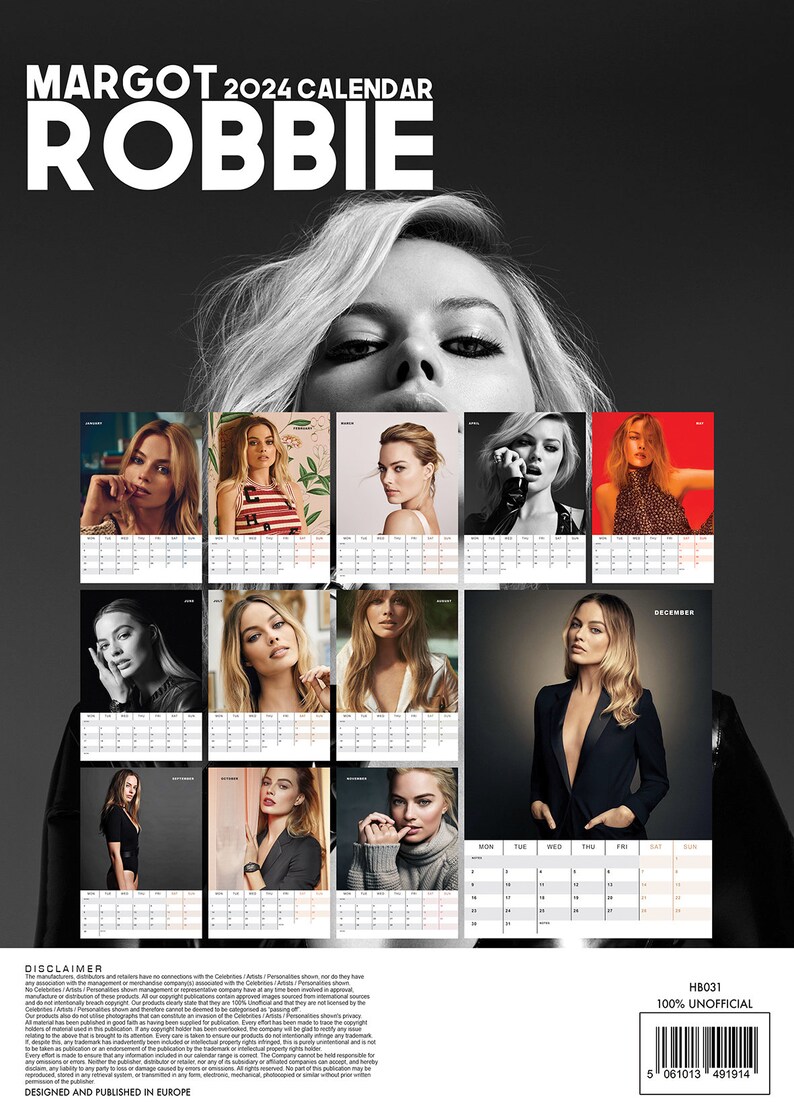 MARGOT ROBBIE 2024 Calendar DULUXE Etsy