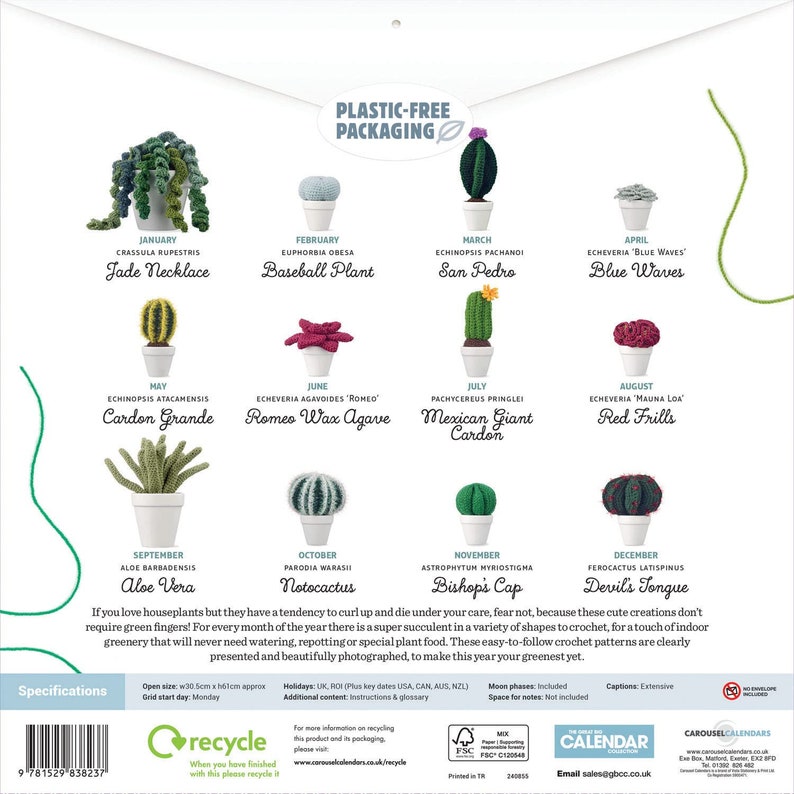 Crocheted Succulents 2024 Calendar - Etsy