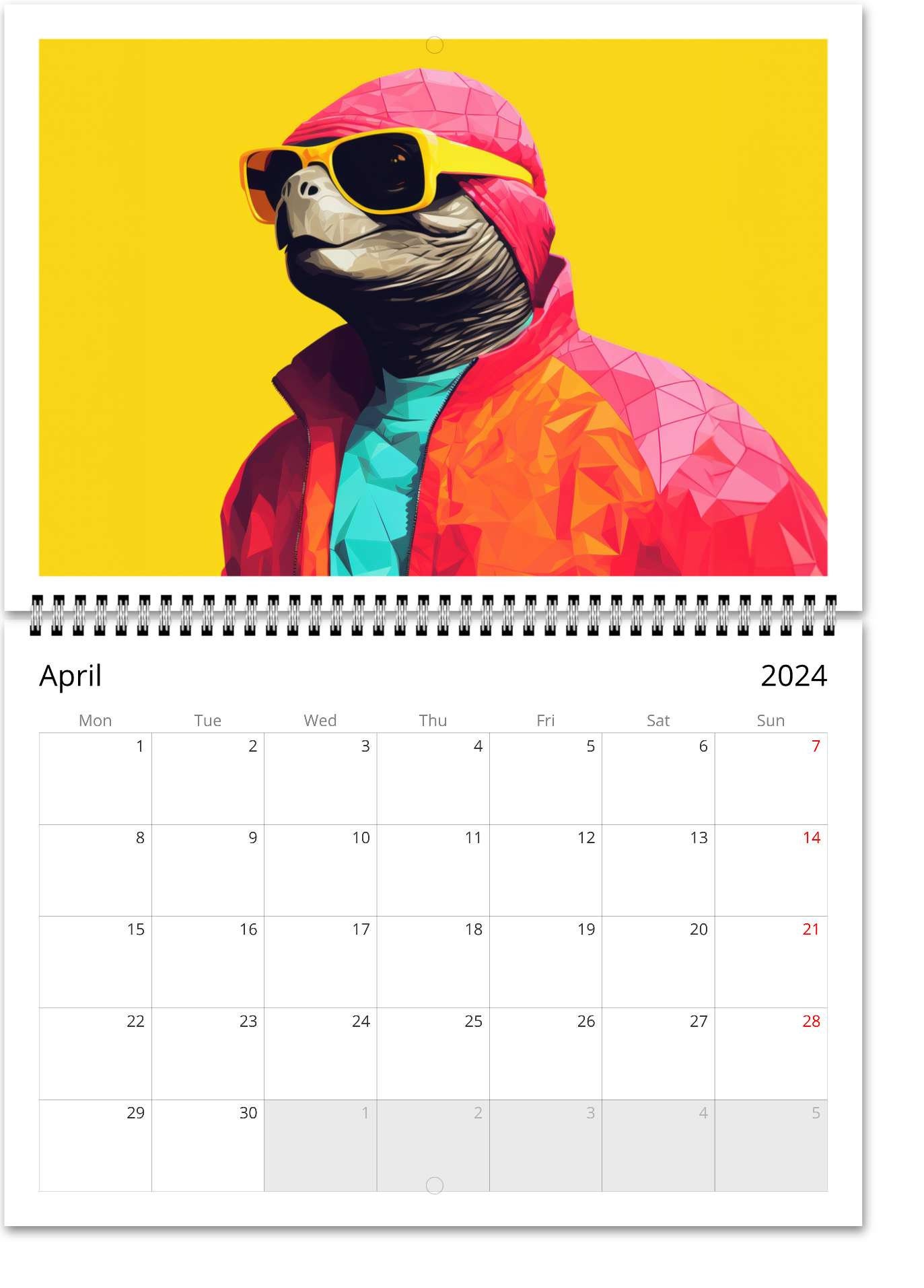 2024 Trendsetting Animal Fashionista Wall Calendar Stylish Images for