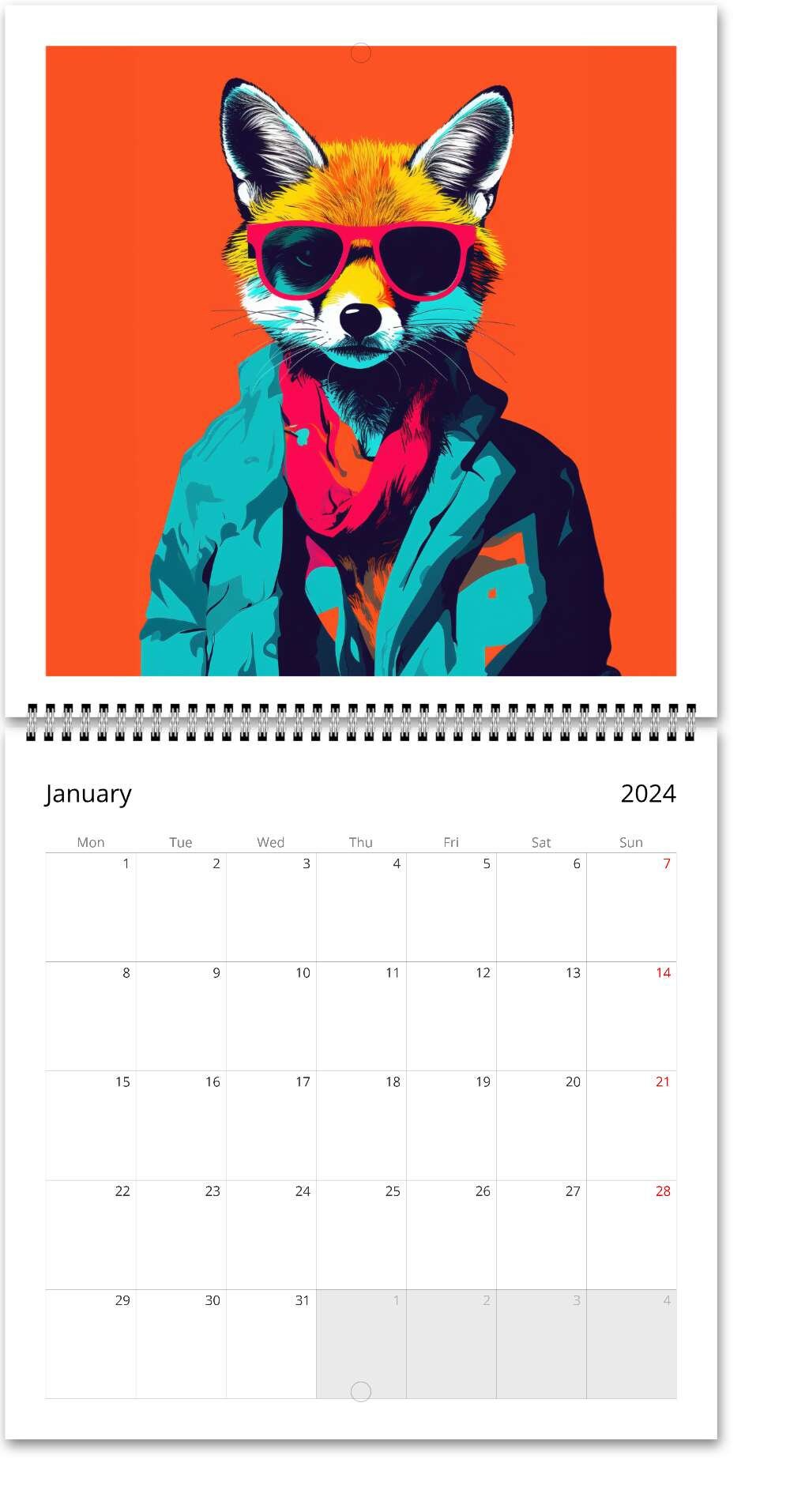 2024 Trendsetting Animal Fashionista Wall Calendar Stylish Images for