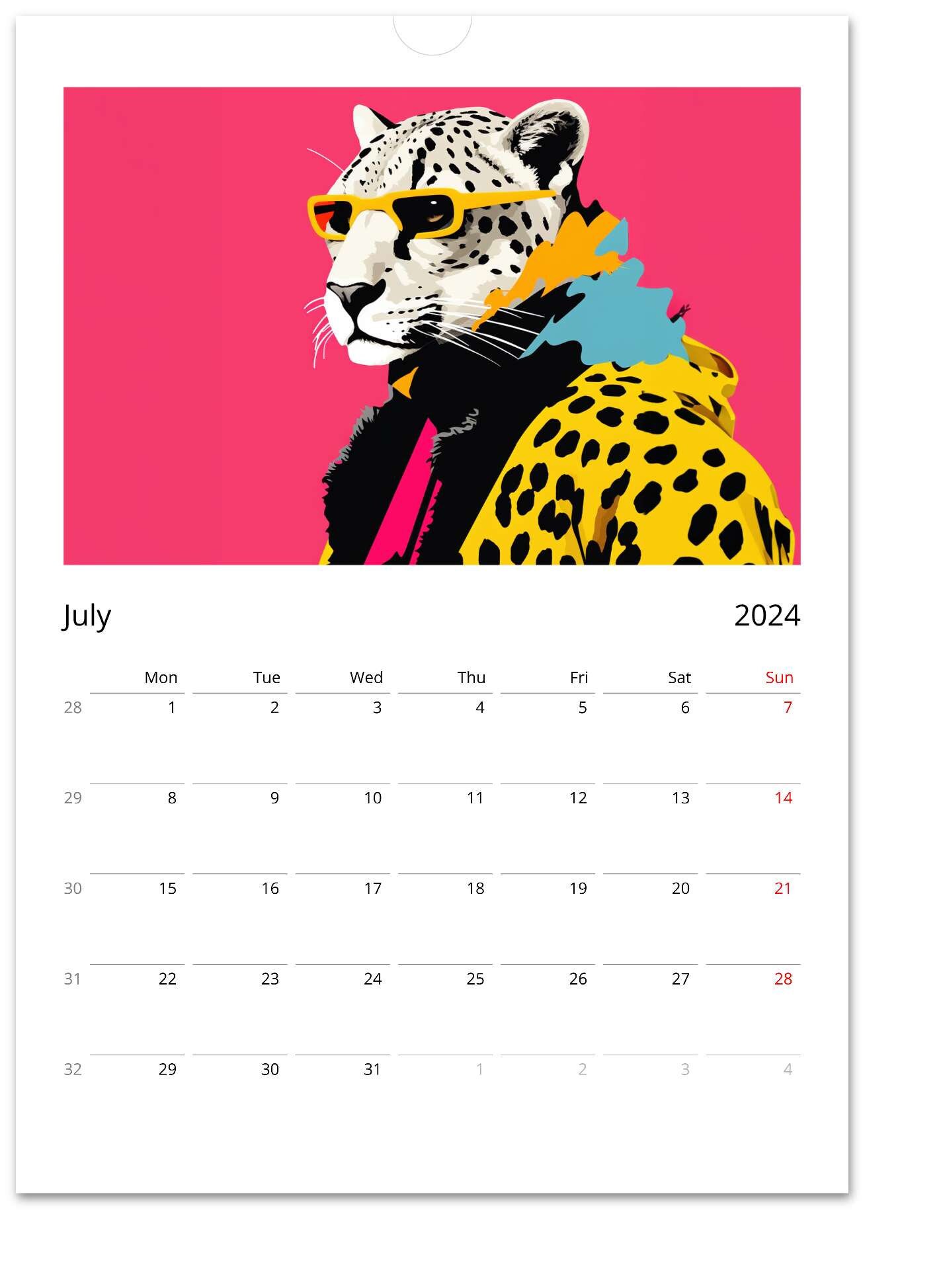 2024 Trendsetting Animal Fashionista Wall Calendar Stylish Images for