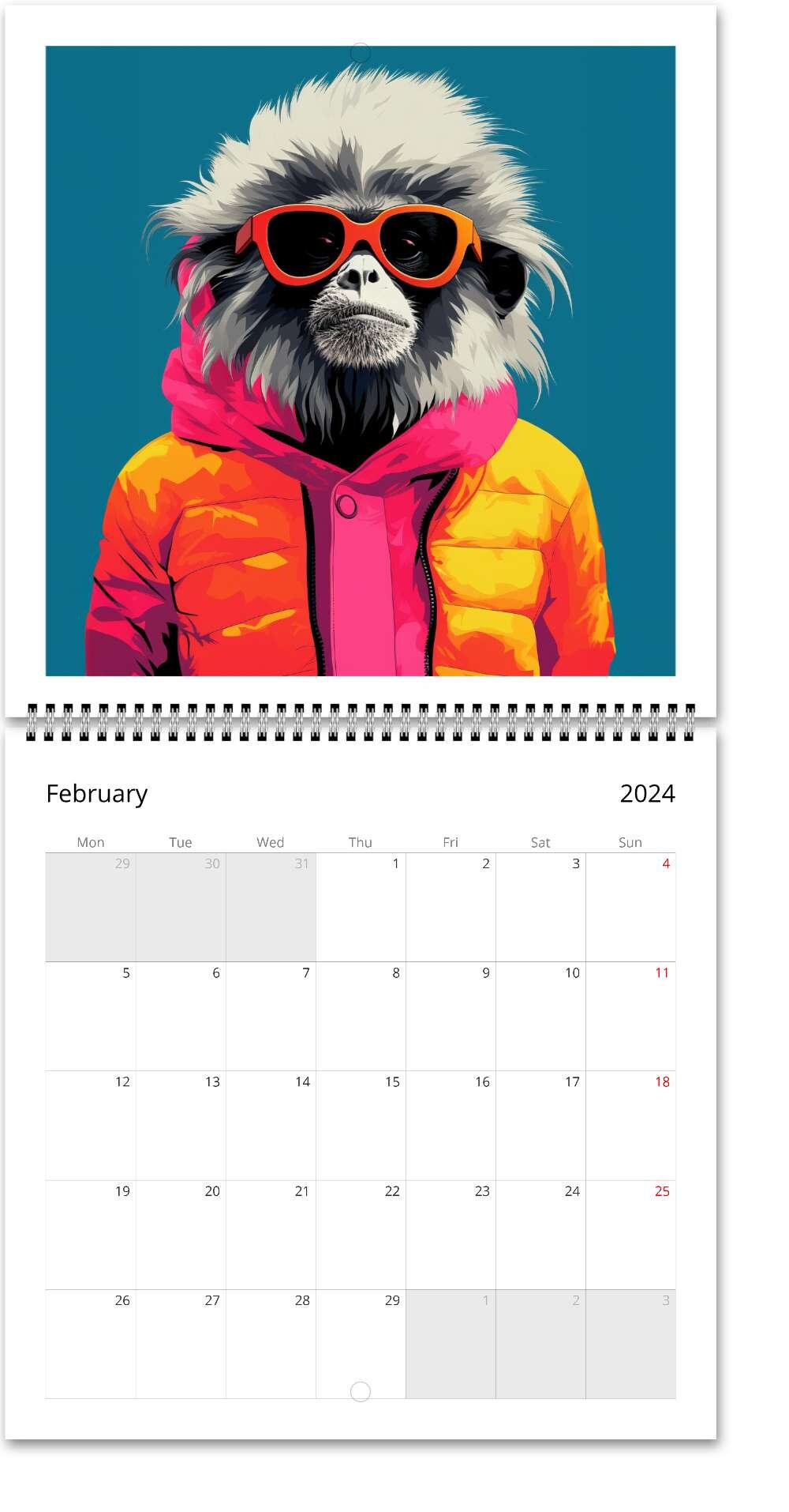 2024 Trendsetting Animal Fashionista Wall Calendar Stylish Images for