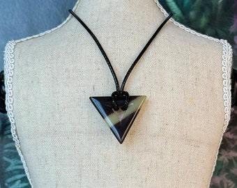 Natural Gemstone Triangle Pendants with Black Cord Necklace - 8 Crystal Materials Available in Charms - Geometric Jewelry - Thoughtful Gift