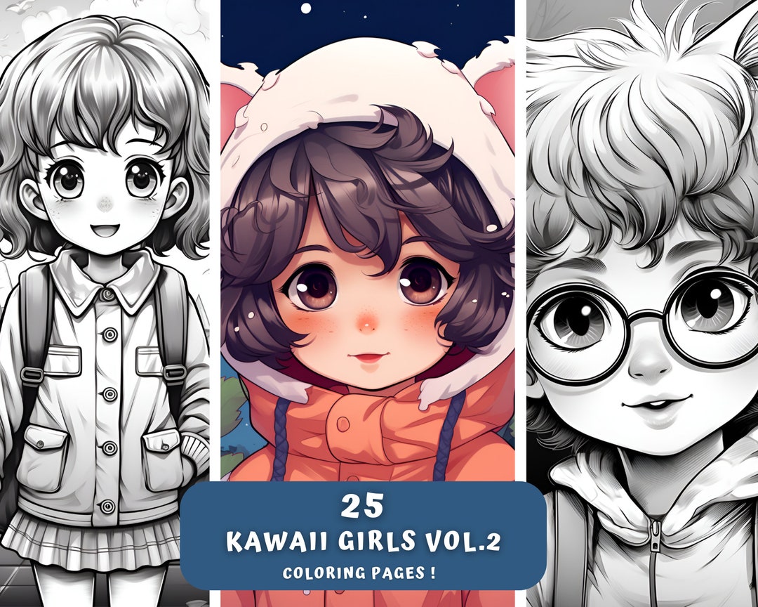 MAXI PACK 25 Kawaii Girls Vol.2 Coloring Pages Printable - Etsy