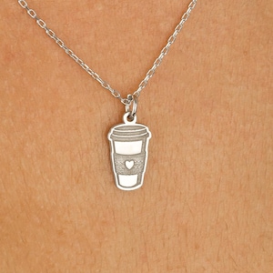 Coffee Cup Necklace • 14K Gold Plated • 925K Silver Necklace • Love Cup Pendant • Coffee Necklace • Unisex Necklace • Minimalist Necklace