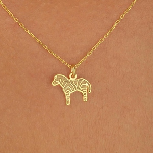 Zebra Necklace • 14K Gold Plated • 925K Silver Necklace • Animal Pendant • Paard Necklace • Savannah Necklace • Minimalist Necklace