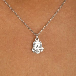 Gas Mask Necklace • 14K Gold Plated • 925K Silver Necklace • Mask Pendant • Respirator Necklace • Unisex Necklace • Minimalist Necklace