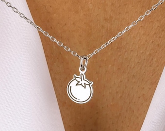 Colar de tomate • Banhado a ouro 14K • Colar de prata 925K • Pingente de vegetais • Colar de comida • Colar unissex • Colar minimalista