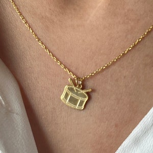 Drum Necklace • 14K Gold Plated • 925K Silver Necklace • Tambour Pendant • Timpano Necklace • Gift For Her • Music Necklace