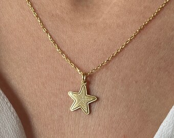 Vergoldete Sea Star Halskette: Sterlingsilber Sea Animal Anhänger