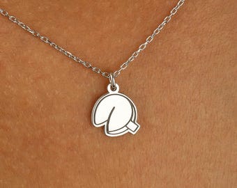 14K Gold Plated Fortune Cookie Necklace: Sterling Silver Pendant