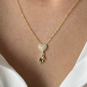 テディベアネックレス • 14K ゴールドメッキ • ミニマリストベアペンダント • ハートジュエリー • ハート付きテディベア • 娘へのギフト • イースターギフト