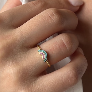 Rainbow Ring • 14K Gold Plated • Colorful Ring • 925 Silver • Love Rings • Happy Jewelry • Stylish Ring • Gift for Her • Christmas Gift
