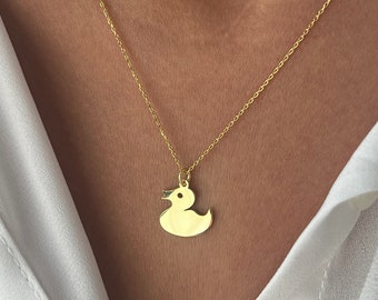 Duck Necklace • 14K Gold Plated • Rubber Duck Pendant • Plastic Duck Necklace • Quack-quack Necklace • Fun Jewelry • Animal Necklace